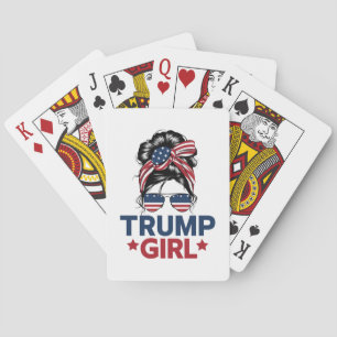 Trump Girl Messy Bun Trump 2024 Election American Playing Cards