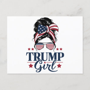 Trump Girl Messy Bun Trump 2024 Election American Postcard