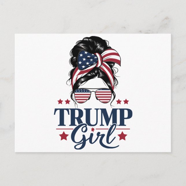 Trump Girl Messy Bun Trump 2024 Election American  Postcard (Front)