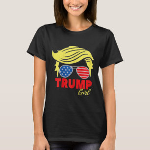 Trump Girl Messy Bun Trump 2024 Election American T-Shirt