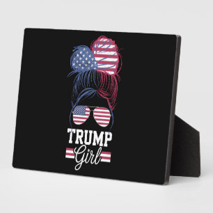 Trump Girl Messy Bun USA 47 President Plaque