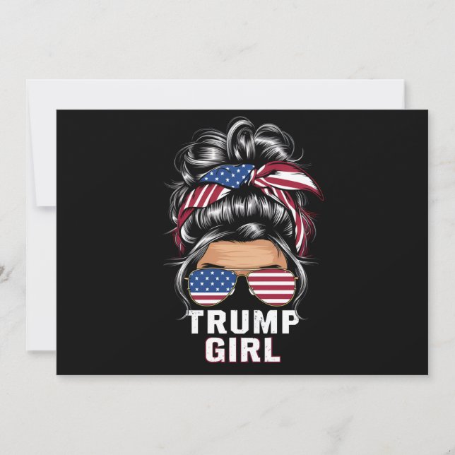 Trump Girl Messy Bun USA Flag Trump 2024 Election Invitation (Front)