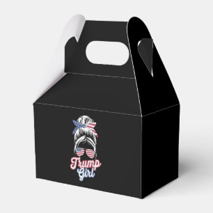 Trump Girl Messy Bun Vintage USA American Flag Favour Box