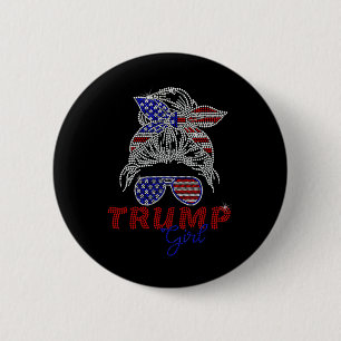 Trump Girl Messy Bun Voting For Trump 2024 Faux Rh 6 Cm Round Badge