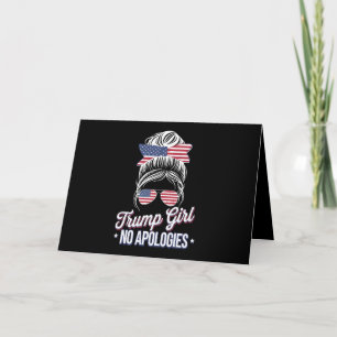 Trump Girl No Apologies Messy Bun Retro Vintage Thank You Card