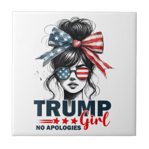 Trump Girl No Apologies Messy Bun Sunglasses Trump Tile