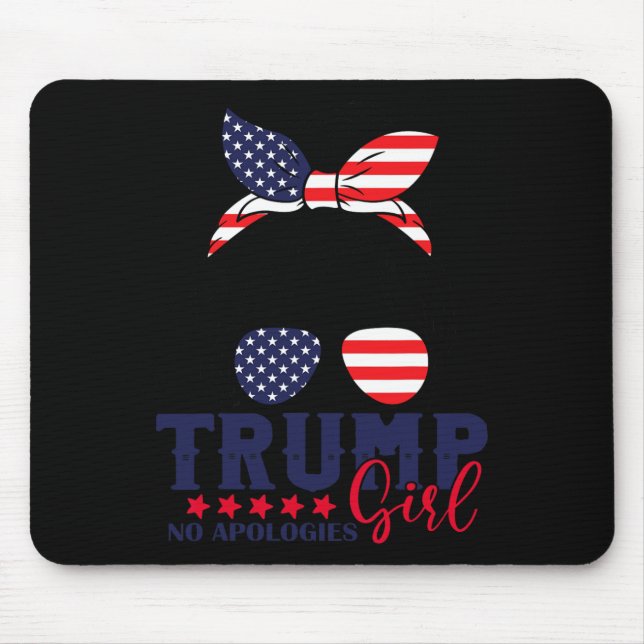 Trump Girl No Apologies Messy Bun Trump 2024 Ameri Mouse Mat (Front)