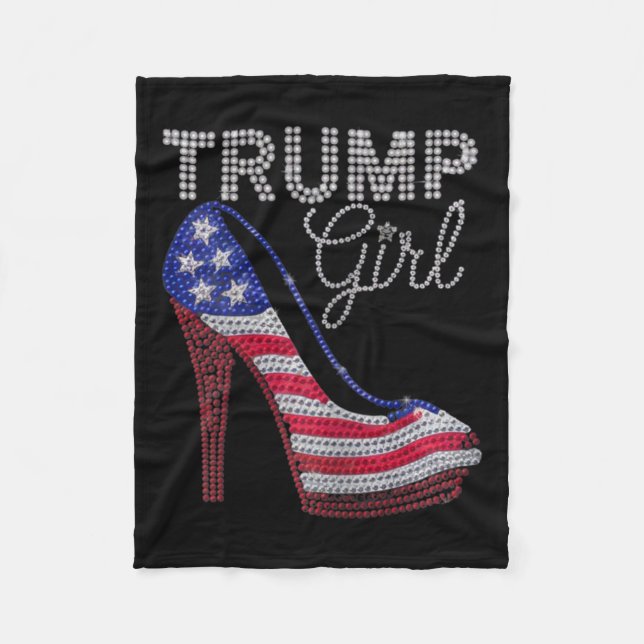 Trump Girl Stilettos High Heel American Flag Bling Fleece Blanket (Front)