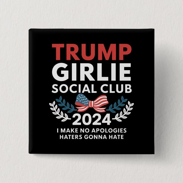 Trump Girlie Coquette Social Club Bow Election  15 Cm Square Badge (Front)