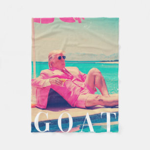 Trump Goat Summer 2024 Retro Funny Pink Donald Tru Fleece Blanket