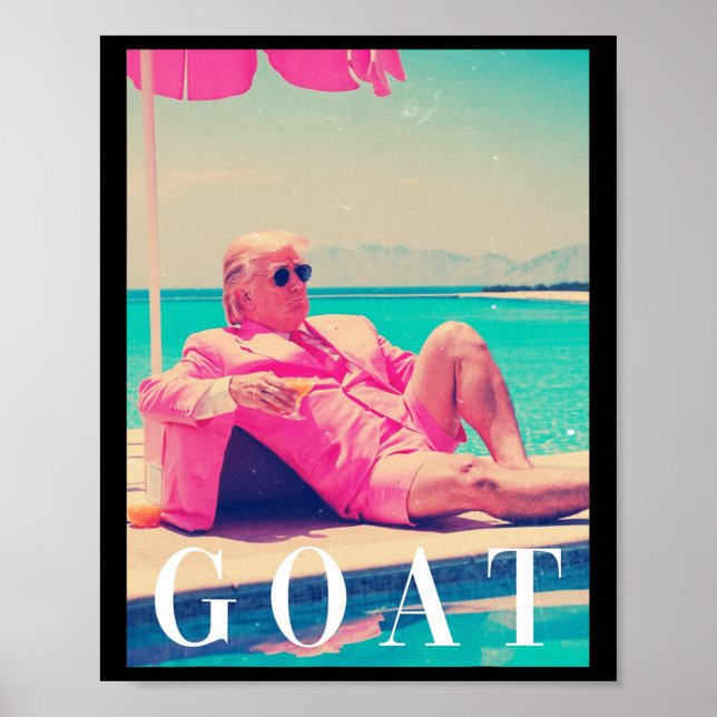 Trump Goat Summer 2024 Retro Funny Pink Donald Tru Poster (Front)