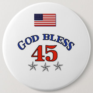 Trump God Bless 45 6 Cm Round Badge