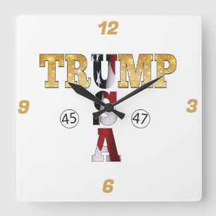 Trump Gold ⛳ Presidential USA 45 47 🏆 Square Wall Clock