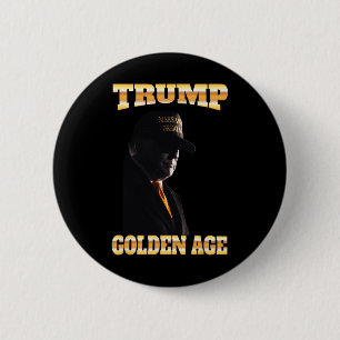 Trump Golden Age Silhouette 45 47 Golden Tie 6 Cm Round Badge