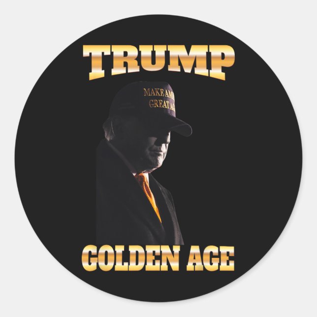 Trump Golden Age Silhouette 45 47 Golden Tie  Classic Round Sticker (Front)