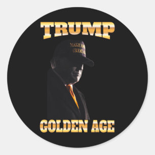 Trump Golden Age Silhouette 45 47 Golden Tie  Classic Round Sticker