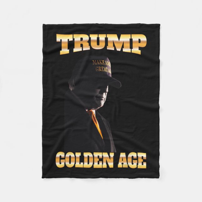 Trump Golden Age Silhouette Mega 45 47 Golden Tie  Fleece Blanket (Front)