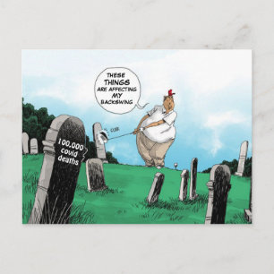 TRUMP GOLFS DURING PANDEMIC POSTCARD
