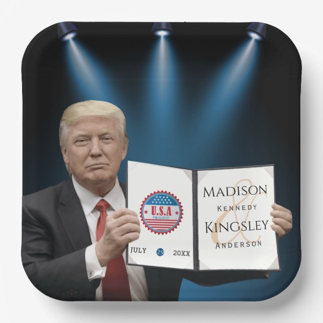 Trump Greatest 💍 Amazing Wedding Paper Plate (Front)
