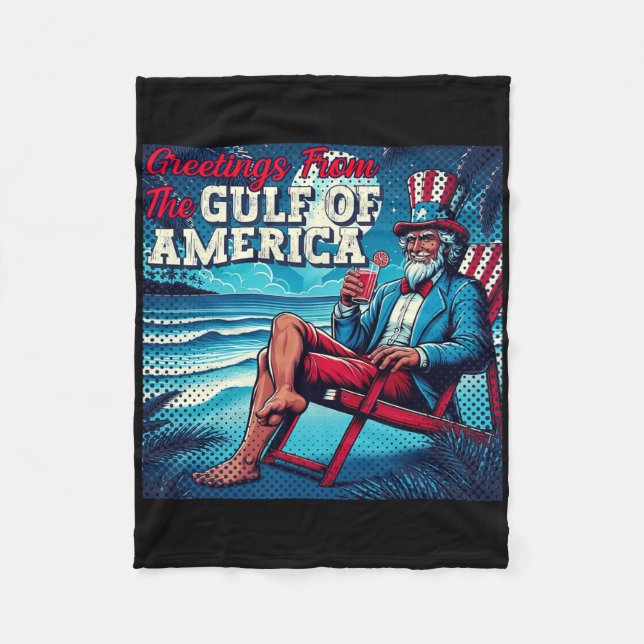 Trump Greeting From The Gulf Beach Of America Patr Fleece Blanket (Front)