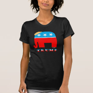 Trump Hair on Red White and Blue GOP Elephant T-Shirt