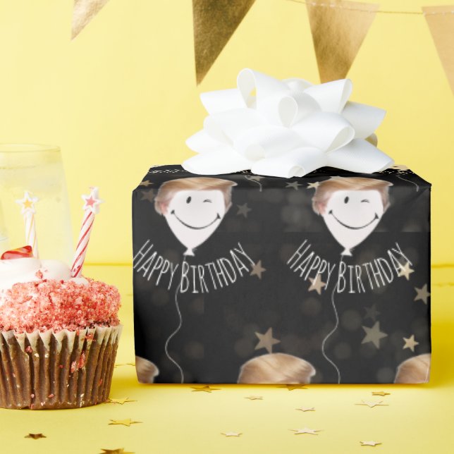 Trump Hair On White Balloons Wrapping Paper (Birthday Party)
