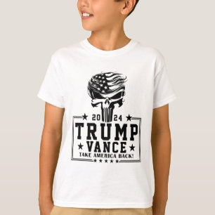 Trump Hair Skull Halloween American Flag Trump Van T-Shirt