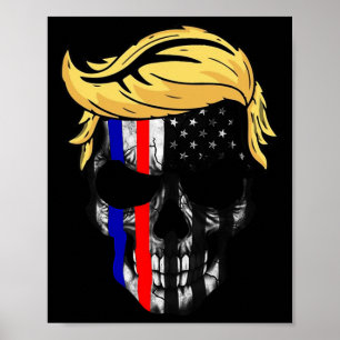 Trump Hair Skull Halloween Trump Head 4th Of July Poster