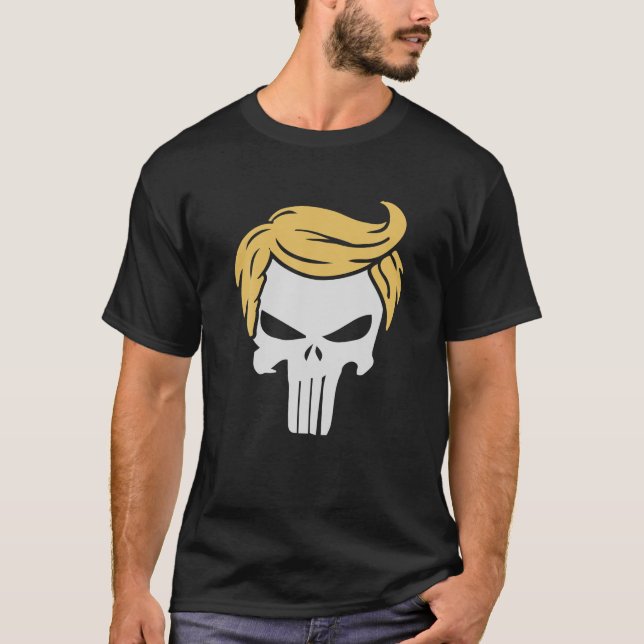 Trump Hair Skull Shirt Funny Trump Gift T Shirt (Front)