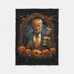 Trump Halloween Costume Scary President Pumpkin Gi Fleece Blanket