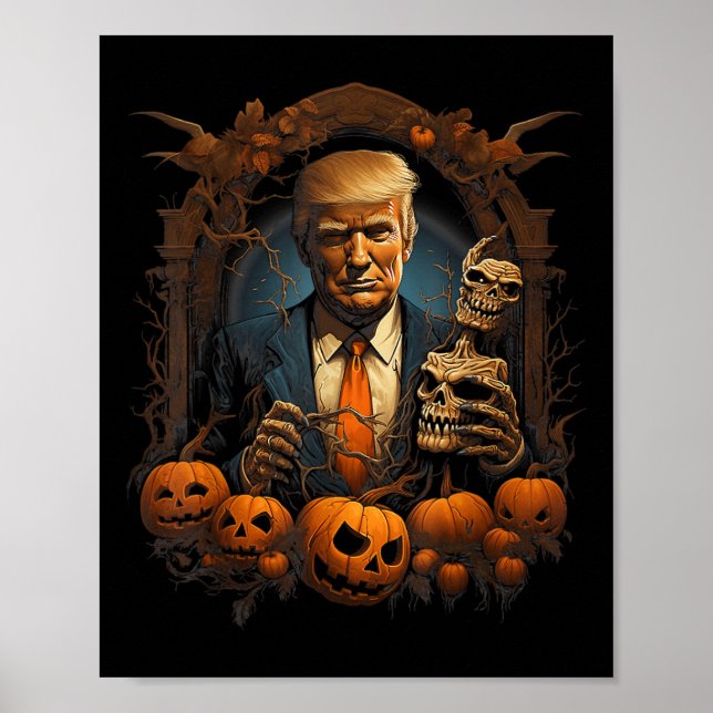 Trump Halloween Costume Scary President Pumpkin Gi Poster (Front)