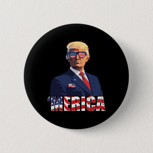 Trump Happy 4th Of July Trump American Flag 1  6 Cm Round Badge
