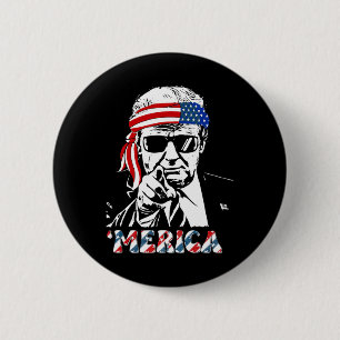 Trump Happy 4th Of July Trump American Flag 1 6 Cm Round Badge