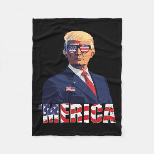 Trump Happy 4th Of July Trump American Flag 1 Fleece Blanket