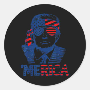 Trump Happy 4th Of July Trump American Flag Classic Round Sticker