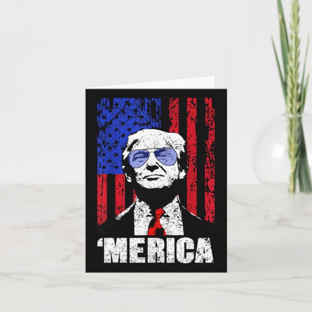 Trump Happy 4th Of July Trump American Flag Gifts  Card (Front)