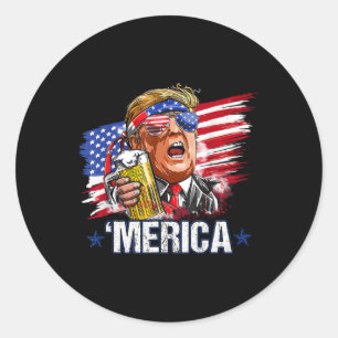 Trump Happy 4th Of July Trump American Flag Gifts Classic Round Sticker