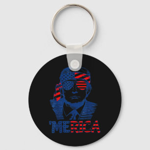 Trump Happy 4th Of July Trump American Flag Key Ring