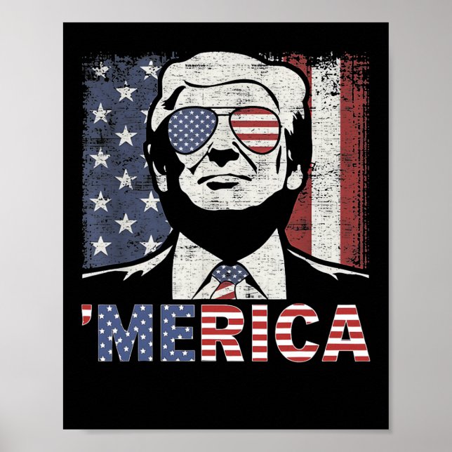 Trump Happy 4th Of July Trump American Flag  Poster (Front)