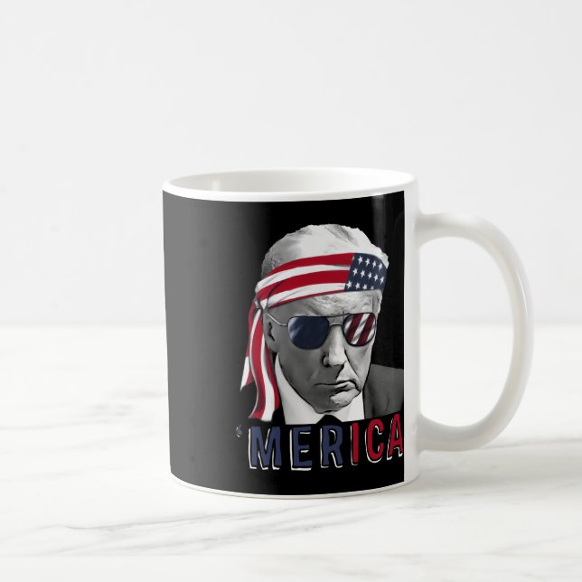 Trump Happy 4th Of July Trump American Flag Usa  Coffee Mug (Right)