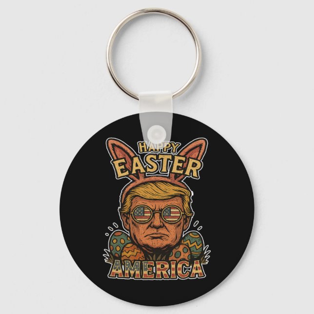 Trump Happy Easter Bunny Egg Hunt Spring Funny Hop Key Ring (Front)