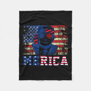 Trump Happy Fourth 4th Of July Trump American Flag Fleece Blanket