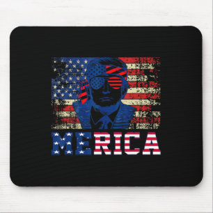 Trump Happy Fourth 4th Of July Trump American Flag Mouse Mat