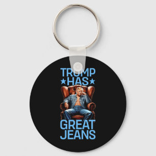 Trump Has Great Jeans Funny Retro Denim Meme Polit Key Ring