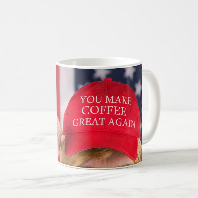 Trump Hat You Make Coffee Great Again Humour Mug (Front Right)