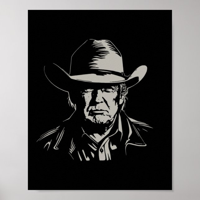 Trump Head Cowboy Usa 2024 Vote Election Us Maga 1 Poster (Front)