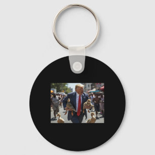 Trump Holding Duck And Cat Vote Trump Pets For Tru Key Ring
