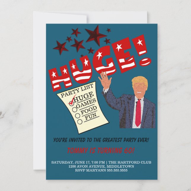 Trump HUGE Greatest Party Ever Celebrate Party Invitation (Front)