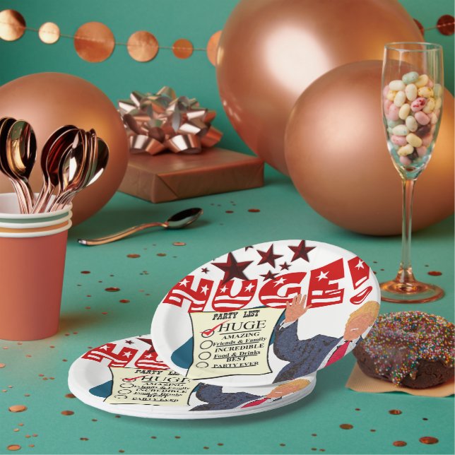 Trump HUGE Party List Celebration Milestone Party Paper Plate (Multi)