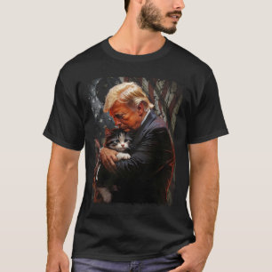 Trump Hugging An Orange Cat 2024 Make Cats Safe Ag T-Shirt